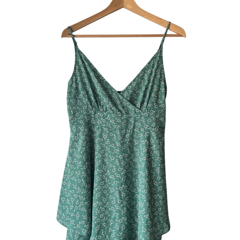 Cider Green Floral Shorts Romper